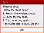 Error screen: Timeout error.