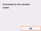 Schermata di completamento (Connesso al router wireless.)