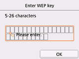 Schermata di immissione della chiave WEP