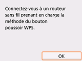 Écran WPS : Connexion à un routeur sans fil qui prend en charge le WPS