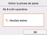 Écran de saisie de la phrase de passe