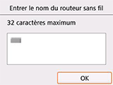 Écran de confirmation du nom du routeur sans fil