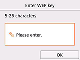 Obrazovka zadania kľúča WEP