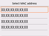 หน้าจอการเลือกที่อยู่ Mac