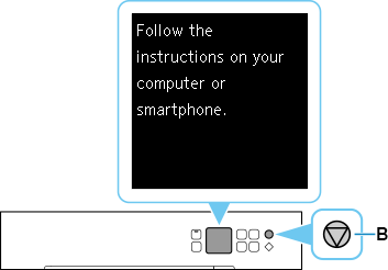 Bildschirm „Einfache Drahtlos-Verb.“: Den Anleitungen auf dem Computer oder Smartphone folgen.