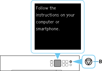 Scherm Eenv. draadloos verbinden: Volg de instructies op de computer of smartphone.