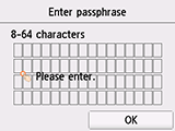 Eingabebildschirm für die Passphrase