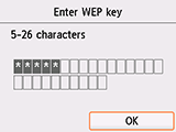 Bestätigungsbildschirm für den WEP-Schlüssel