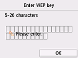 WEP key entry screen