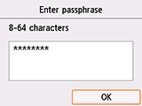 Bestätigungsbildschirm für die Passphrase