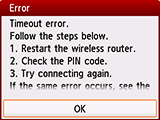 Error screen: Timeout error.