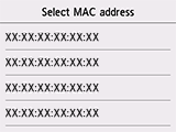 Экран выбора Mac-адреса
