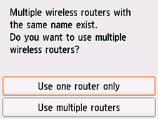Bildschirm „Wireless Router auswählen”: „Nur einen Router verw.” auswählen