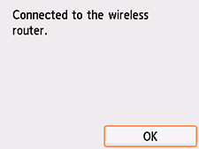 Completion screen (Connected to the wireless router.)