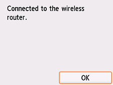 Pantalla de finalización (Conectado al router inalámbrico.)