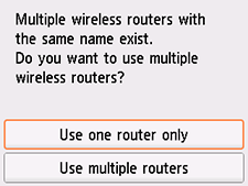 Pantalla Seleccionar router inalámbrico: seleccionar Usar solo un router