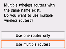 Pantalla Seleccionar router inalámbrico: seleccionar Usar varios routers