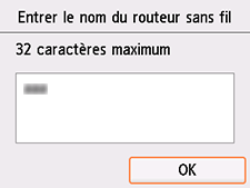 Écran de confirmation du nom du routeur sans fil