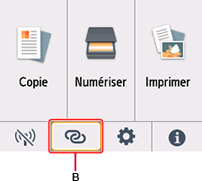 Écran ACCUEIL : sélectionnez Connexion sans fil