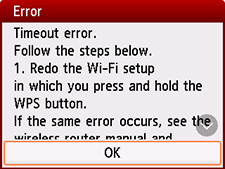 Zaslon pogreške: Pogreška isteka vremena.