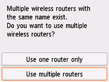 Schermata Selezione del router wireless: Selezionare Usa più router