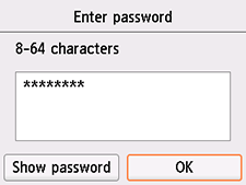 Bevestigingsscherm voor wachtwoord