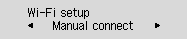 Wi-Fi setup screen: Select Manual connect