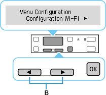 Écran Menu Configuration : sélectionnez Configuration Wi-Fi