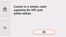 WPS screen: Connect to a wireless router that supports WPS