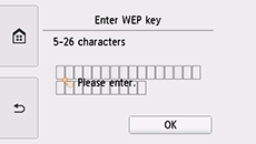 WEP key entry screen