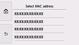 Pantalla de selección de la dirección Mac