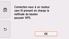 Écran WPS : Connexion à un routeur sans fil qui prend en charge le WPS