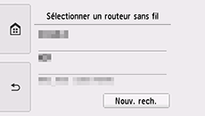 Écran de sélection du routeur sans fil