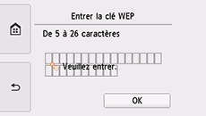 Ecran de saisie de la clé WEP