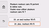 Écran de sélection du routeur sans fil : Sélectionnez Ut. plus. routeurs Wi-Fi