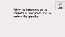 Tela Conexão sem fio Easy: Siga as instruções no computador ou smartphone etc. para executar a operação.