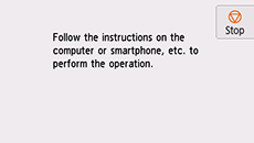 Экран «Простое беспров. подкл.»: Следуйте инструкциям на компьютере или смартфоне и т.п. для выполнения операции.