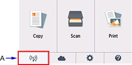 شاشة الصفحة الرئيسية: تحديد حالة الشبكة
