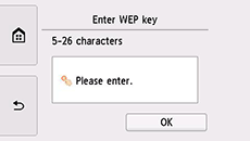 WEP key entry screen