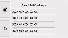 Mac-osoitteen valintanäyttö
