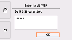 Écran de confirmation de la clé WEP