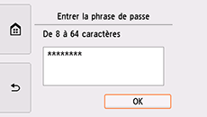 Écran de confirmation de la phrase de passe