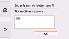 Écran de confirmation du nom du routeur sans fil