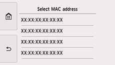 Layar pilihan alamat MAC