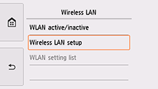 Ecranul LAN Wireless: Selectare Configurare Wireless LAN