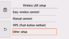 Ecran Configurare Wireless LAN: Selectare Altă configurare