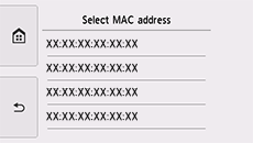 Obrazovka výberu adresy MAC