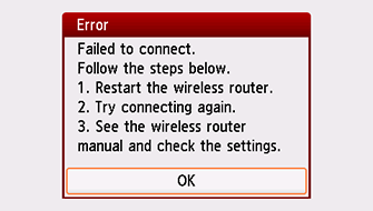 شاشة الخطأ: Failed to connect.