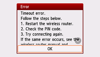 Error screen: Timeout error.