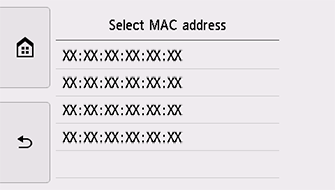 Select MAC address screen